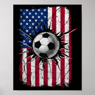 Poster Vintage Soccer 4 De Julho Homens Usa Bandeira Amer