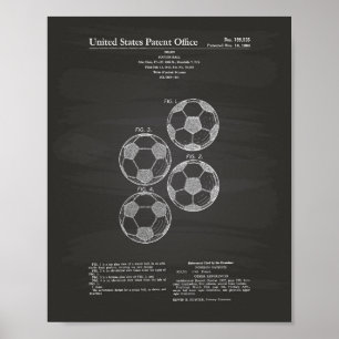 Pôster Vintage Soccer Ball 1964 Patent Art - Chalkboard