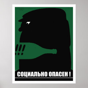 Poster Vintage social perigoso, soviético do