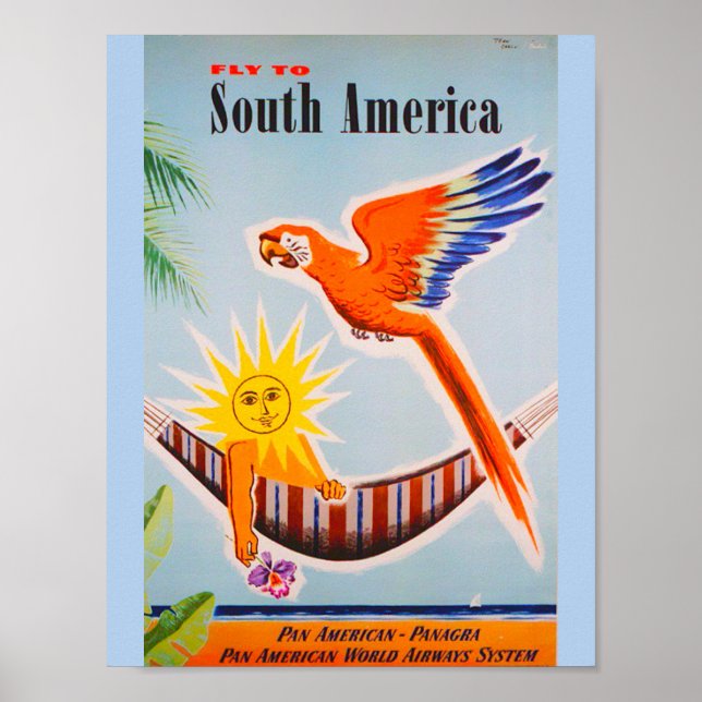 Poster Vintage South America Viagem (Frente)
