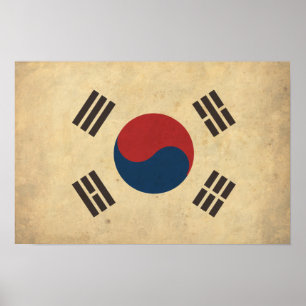 Pôster Vintage South Korea Flag