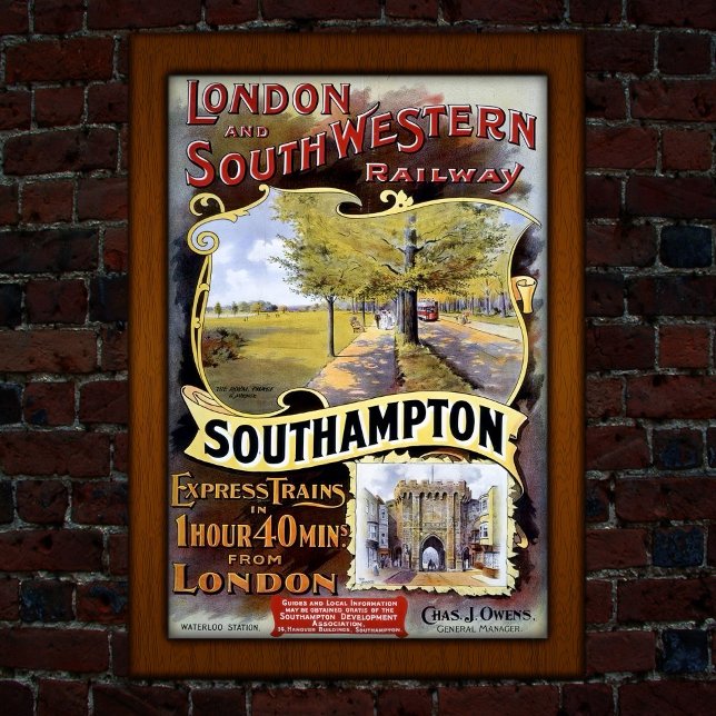 Poster Vintage Southampton Train Travel Advertising  (Criador carregado)