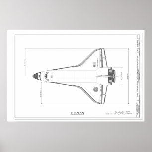 Poster Vintage Space Shuttle Discovery Blueprint