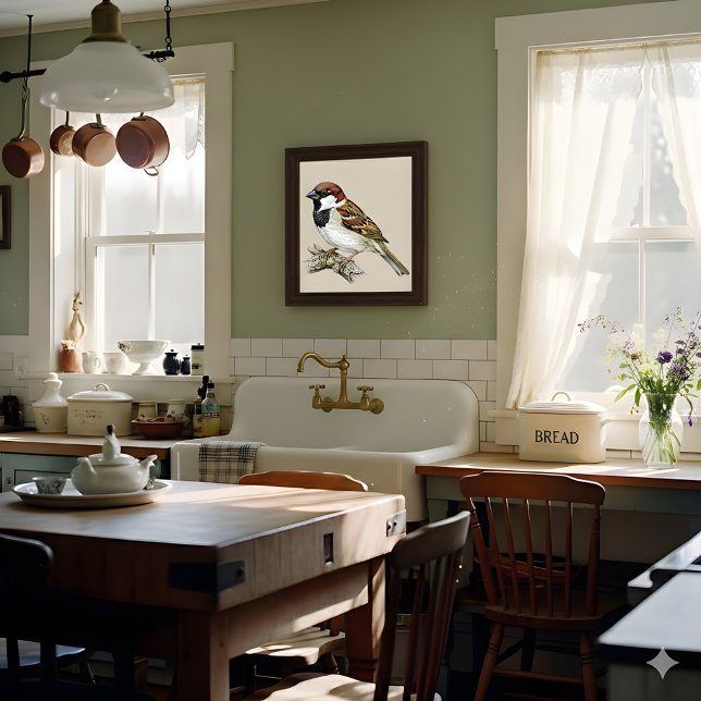 Poster Vintage Sparrow Bird Illustration  (Criador carregado)