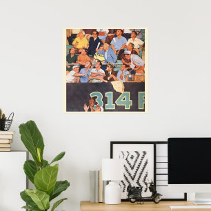 Poster Vintage Sports Baseball Fans assistindo um jogo