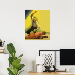 Pôster Vintage Sports Boxing, Referência com Boxer Knocko