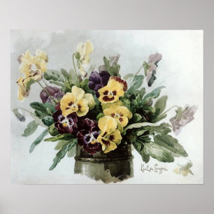 Pôster Vintage Spring Pansies