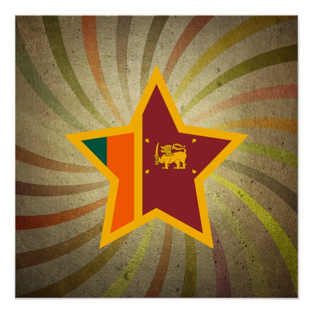 Pôster Vintage Sri Lankan Flag Swirl (Frente)