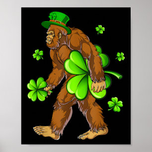 Poster Vintage St Patricks Day Pé Grande Sasquatch São Pa