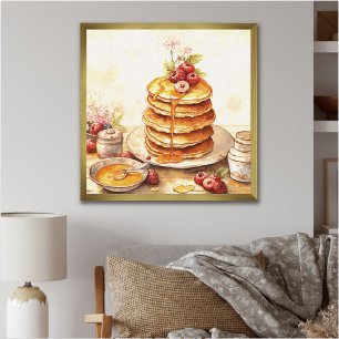 Poster Vintage Stack Pancakes Retro Kitchen Wall Art