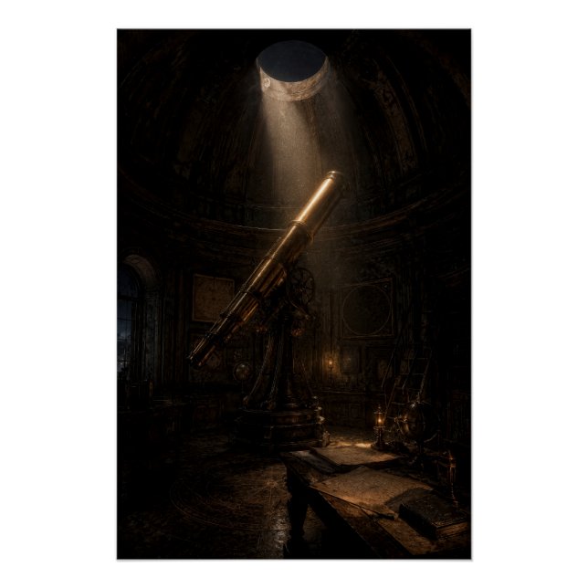 Pôster Vintage Stargazing Observatory Telescope Poster (Frente)