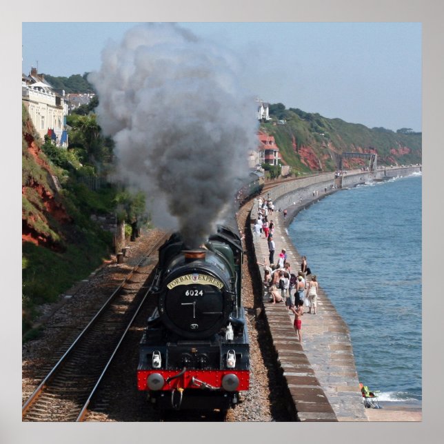 Poster Vintage steam locomotive by the sea (Frente)