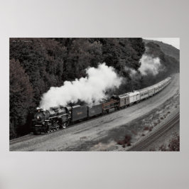 Pôster Vintage Steam Train ao longo do rio Ohio