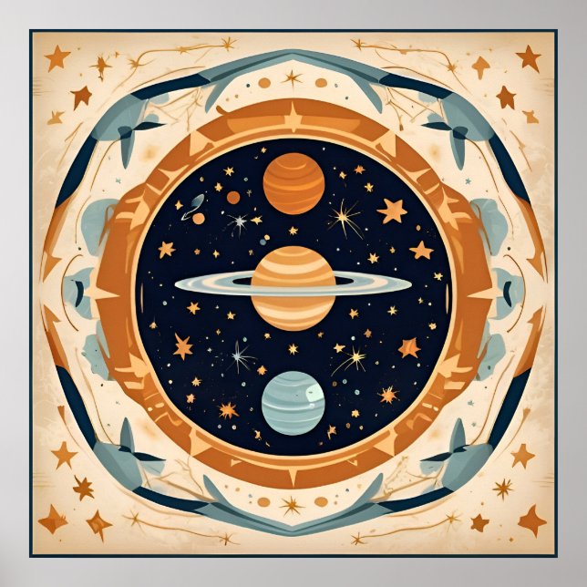 Poster Vintage Stellar Nursery, Espaço, Cosmos, Universo (Frente)