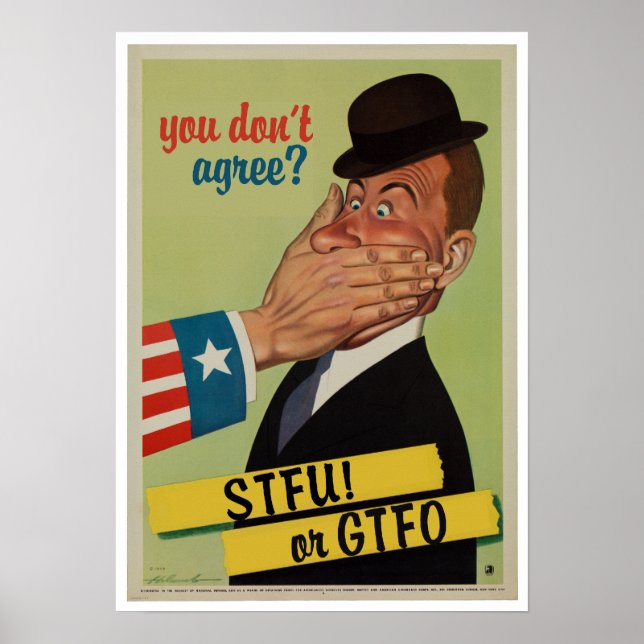 Pôster Vintage STFU ou GTFO (Frente)