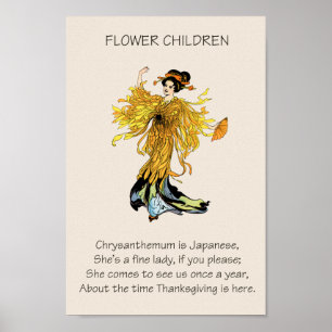 Poster Vintage Storybook Flower Children