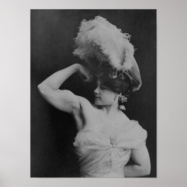 Poster Vintage StrongWomen Charmion Flexing - 1897 (Frente)