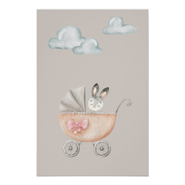 Pôster Vintage Style Bunny with Clouds Poster (Frente)
