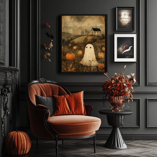 Poster Vintage Style Halloween Ghost Farmhouse Vibe  (Criador carregado)