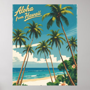 Poster Vintage Style Havaiano Viagem Aloha Do Havaí