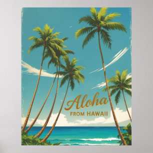 Poster Vintage Style Havaiano Viagem Aloha Do Havaí