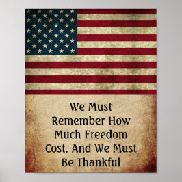 Poster Vintage Style Patriot American Flag Freedom Cote