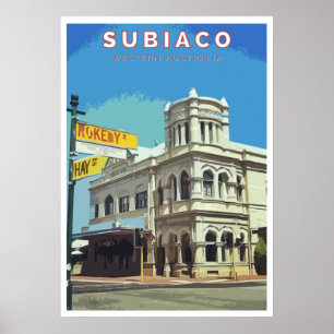 Poster vintage - Subiaco, Perth, Austrália Ocident