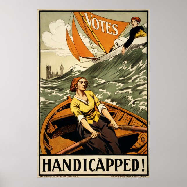 Pôster Vintage Suffrage Propaganda Deficientes (Frente)