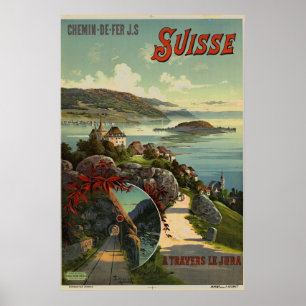 Poster Vintage Suiça Illustration Art