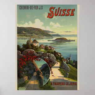 Poster Vintage Suiça Illustration Art
