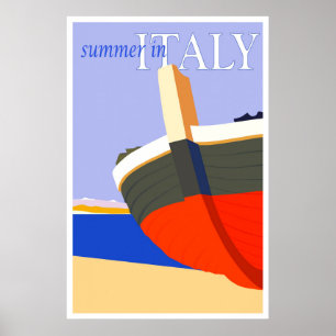 Poster Vintage Summer Em Itália Viagem