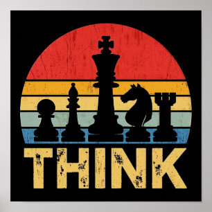 Poster Vintage Sunset Chess Trabalho de arte - Inspirador