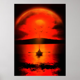 Poster Vintage Sunset Hope Faith Amor Incentivo