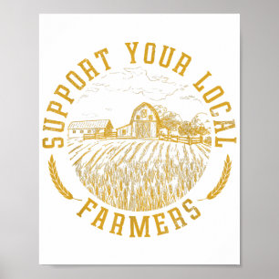 Poster Vintage Suporta Seus Agricultores Locais Fazendo A