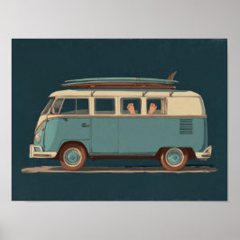 Poster Vintage Surf Van – Retro Camper Design