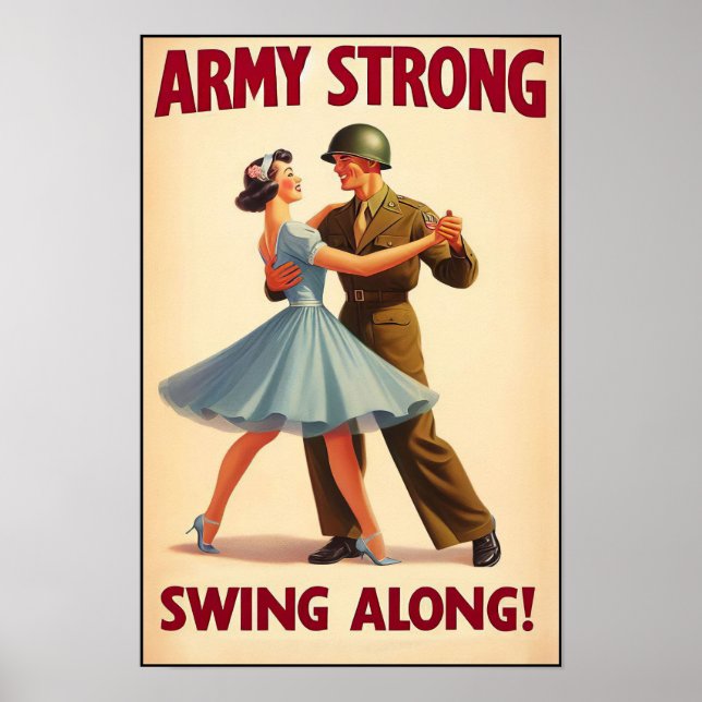 Poster Vintage Swing Dance Salute ao Serviço Militar (Frente)