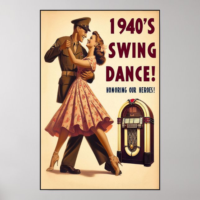 Poster Vintage Swing Dance Salute ao Serviço Militar (Frente)