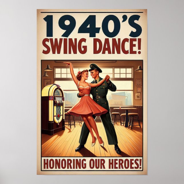 Poster Vintage Swing Dance Salute ao Serviço Militar (Frente)