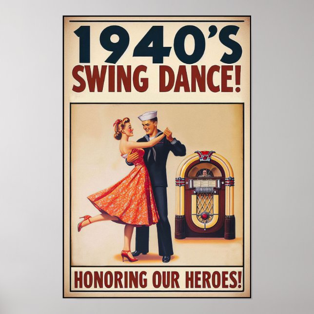 Poster Vintage Swing Dance Salute to Service (Frente)