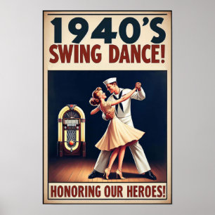 Poster Vintage Swing Dance Salute to Service
