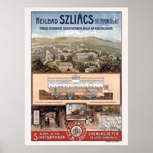 Poster vintage Szliács Spa Slovakia 1910