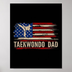 Poster Vintage Taekwondo Pai Americano Flag Desenvolve