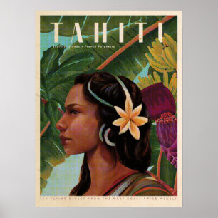 Poster Vintage Tahiti Island