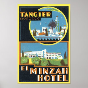 Pôster Vintage Tangier, Hotel El Minzah no Marrocos