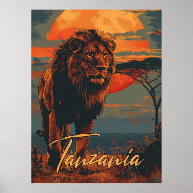 Poster Vintage Tanzania Viagem (Frente)