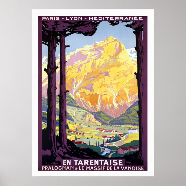 Poster Vintage Tarentaise Valley France Alps Viagem (Frente)