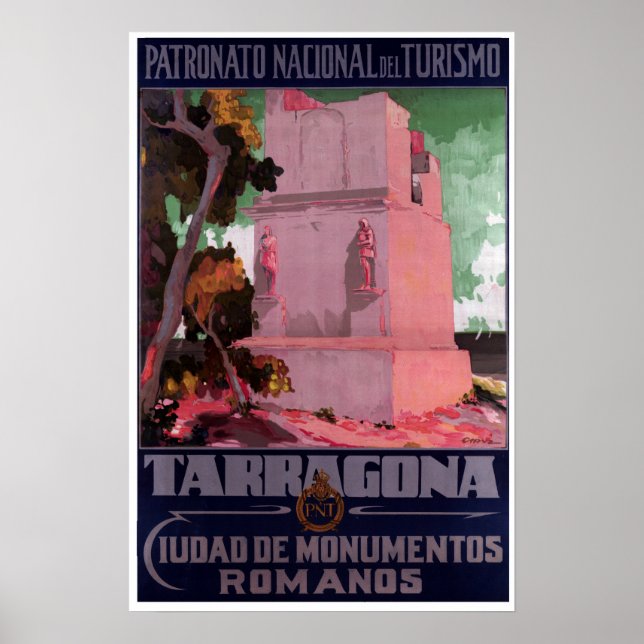Poster Vintage Tarragona Espanha Monumentos Romanos (Frente)
