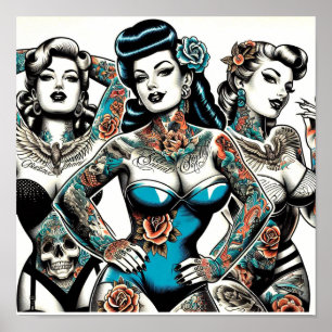 Poster Vintage Tattoo Girls