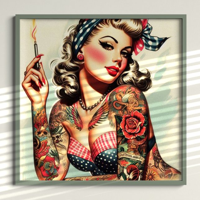 Poster Vintage Tattoo Old School Pin-up (Criador carregado)