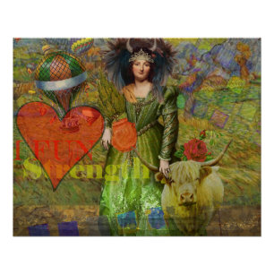 Pôster Vintage Taurus Clássica Retrato de Arte Gótica